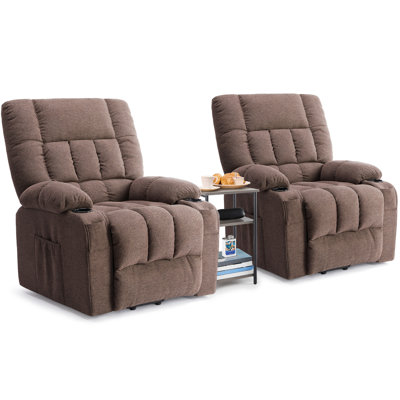 Cohle 41" Oversized Power Lift Assist Recliner Chair Set of 2 with 3 Tier Wooden Endtable, Perfect For Living Room, Bedroom, Reception Room by Ebern Designs