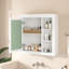 Armoire à pharmacie de salle de bain avec miroir, armoire à miroir murale avec organisateur de rangement, armoire de rangement blanche pour salle de bain