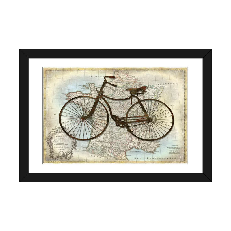 «Bike France», impression sur toile, Papier d'art encadré noir, H 24 po x l 32 po x P 1 po, Blanc