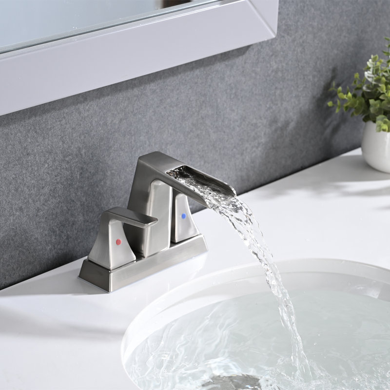2-handle Bathroom Faucet with Drain Assembly, Brushed Nickel