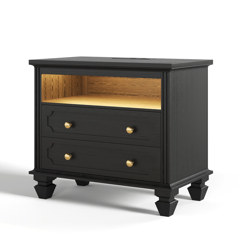 72cm W Bedside Table, Black