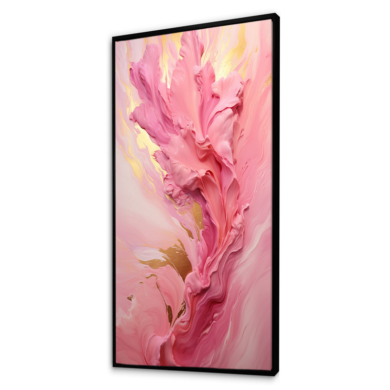 Rose radieux, crépuscule rêve II, Cadre flottant noir, H 60 po x l 28 po x P 1,5 po