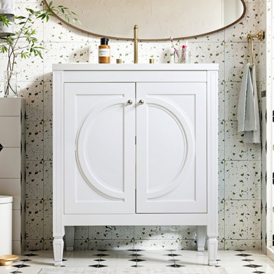 Vaimi 30" Bathroom Vanity Set With Ceramic Sink & Wall-Mounted Medicine Cabinet