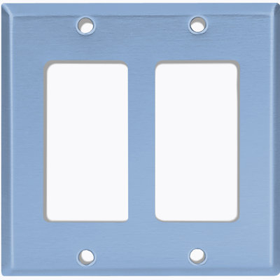 Metal Light Switch Plate Outlet Cover (Plain Pastel Blue - Single Toggle)