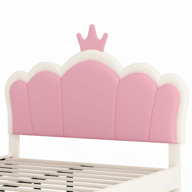 Lit princesse rembourré, lit plateforme, Blanc, Double