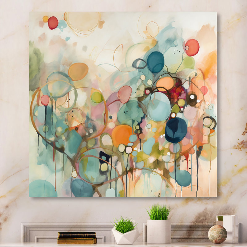 «Pink Blue Minimalims Fludity I», art mural abstrait sur toile, H 24 po x l 24 po x P 1 po, Toile tendue