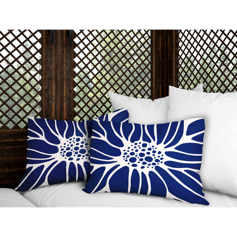 Polyester / Mélange de polyester Housse de coussin rectangulaire intérieure / extérieure lombaire et insert, Bleu marine