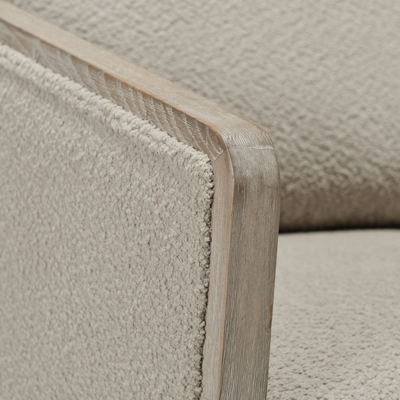 Holl 30" Wide Performance Linen Blend Fabric Upholstered Swivel Barrel Chair, No Assembly Required, Oat Boucle