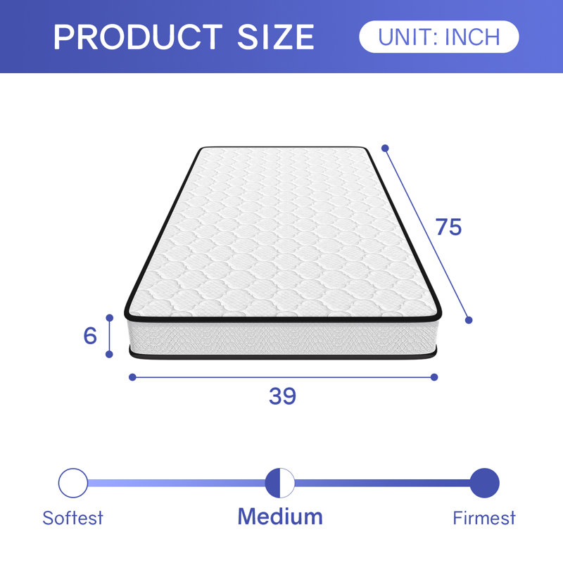 Scheinman FDW Firm Memory Foam Mattress, Standard Profile (6”), Twin