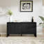 Buffet 61,1 po Mid-Century noir, console multimédia multifonctionnelle pour le salon, la salle à manger et le vestibule-429848514
