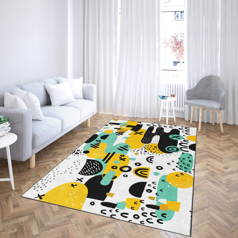 Luxurious Woven Carpet, 4.6 x 7.2 Feet | 100% Polyester, Non-Slip Felt Dot Underside, 0.4 in Pile Height | Machine Washable, Durable Raschel Knitting, Digital Printing | Perfect for Living Room & Bedroom Décor