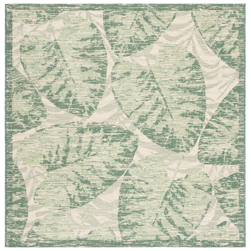 Tapis d'intérieur / extérieur à motif floral Lueck, Carré 6 pi 7 po