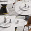 Table de salle à manger ronde 53 po en pierre artificielle noire 53 po - 6 personnes - 23,62 po