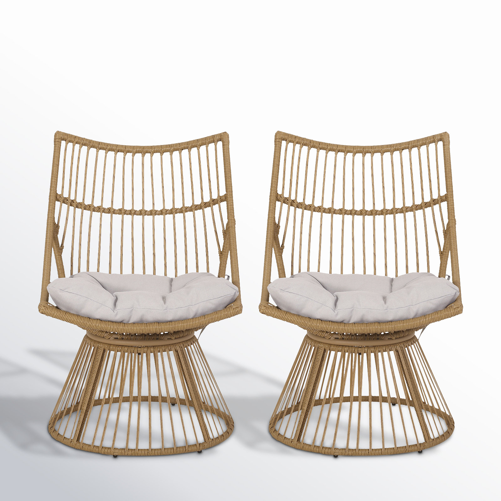 Fiona Patio Chairs with Cushions, Beige, Light Brown