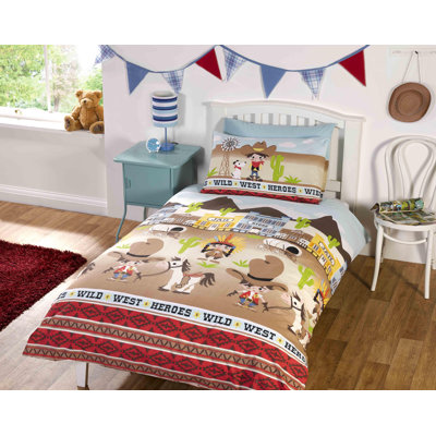 Wild West Cotton Blend No Pattern Duvet Cover Set with Pillowcases Included
