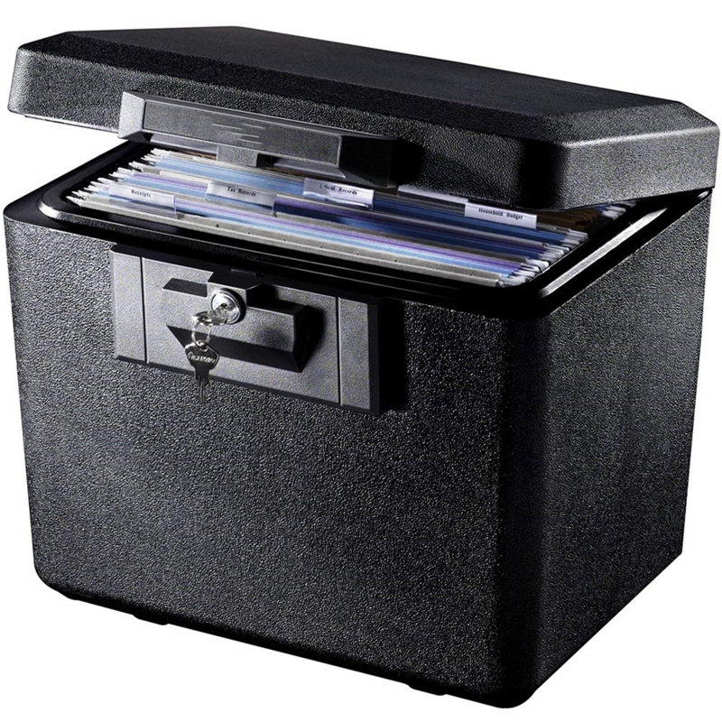 Fireproof Document Box With Key Lock, Safe Secures Files And Documents For Home Or Office