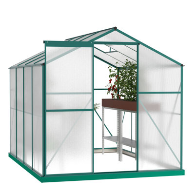 Serre en polycarbonate, serre de jardin robuste 6 pi x 8 pi pour jardin / extérieur