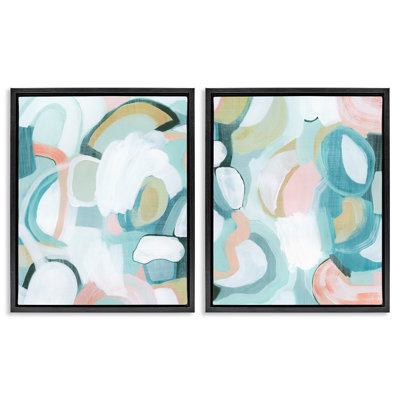  Ensemble de 2 toiles flottantes pastel rose et bleu par Grace Popp