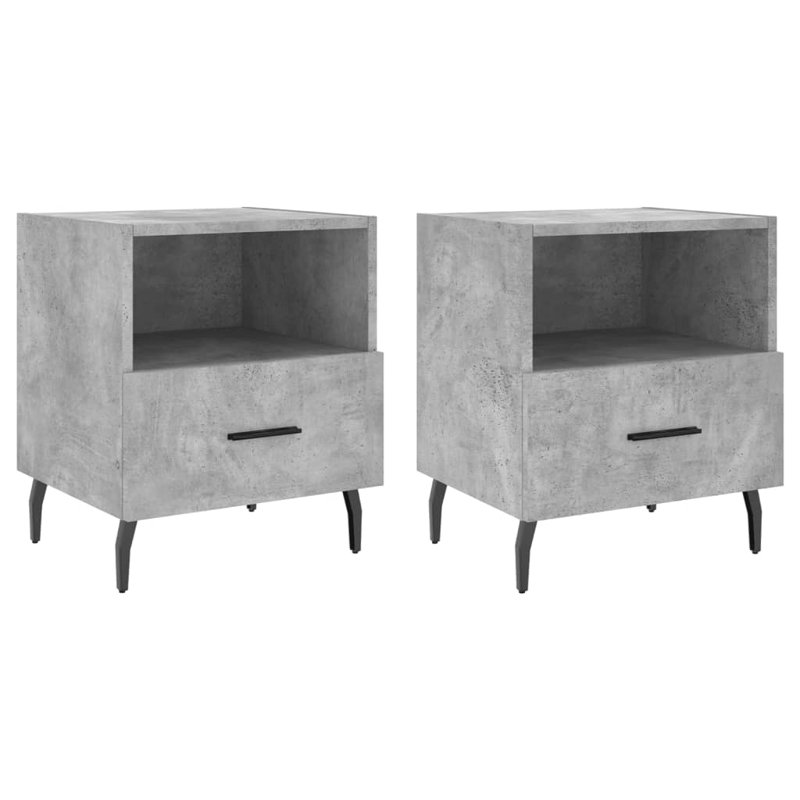 Mantador 40cm W Manufactured Wood Bedside Table, Concrete Grey