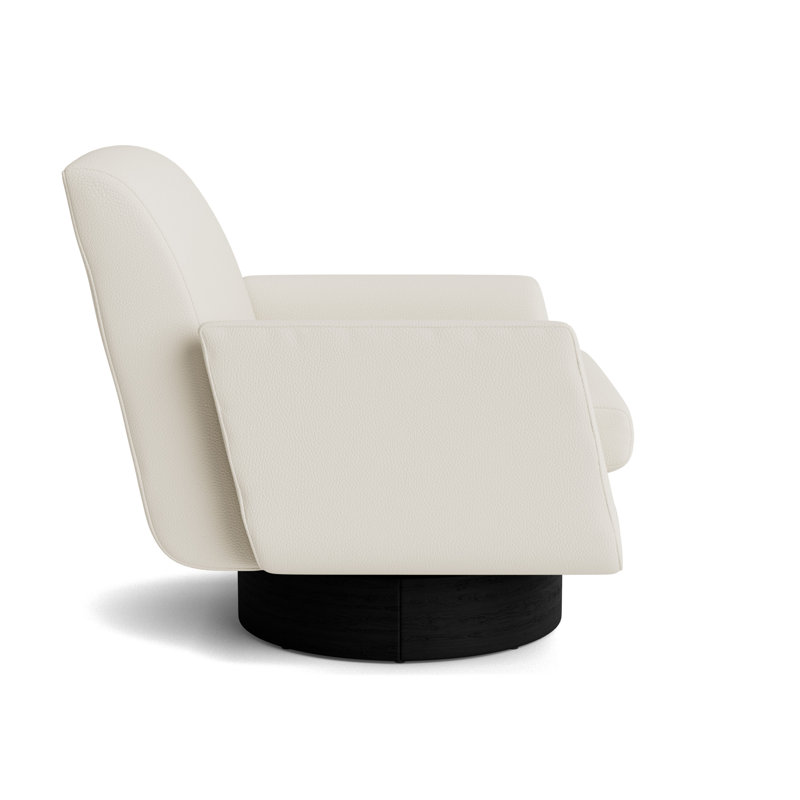 Supernova Full Swivel Leather Chair, Greenwich Performance Leather - Cream, Black