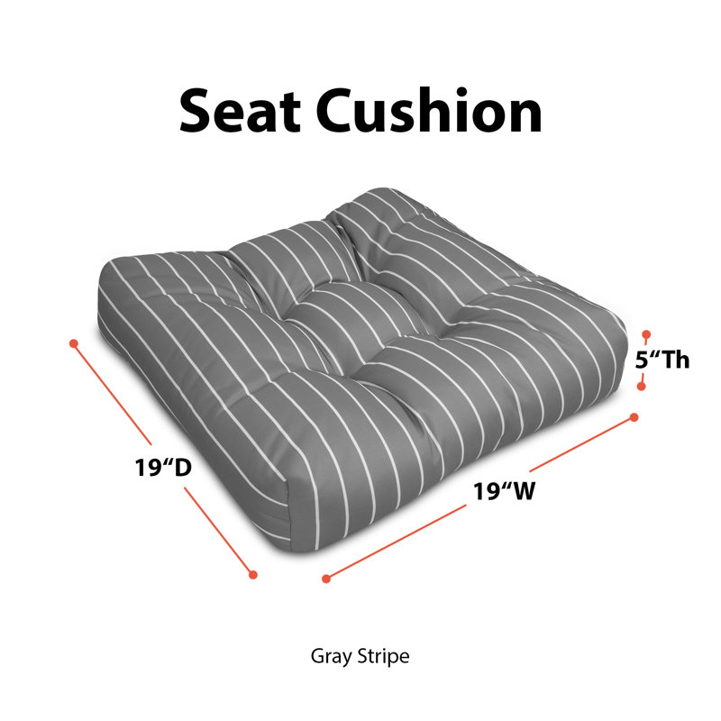 Bergholt Patio Seat Cushion, 19in. W, Moon Mist Stripe