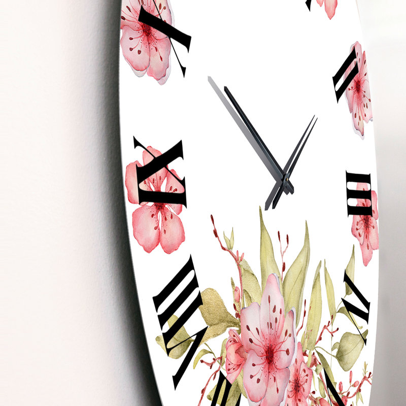 Sakura Blossom Petal Wreath - Traditional Wall Clock, Medium
