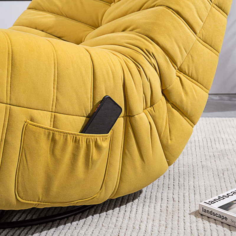 Chaise berçante Priti Soild, Velours jaune
