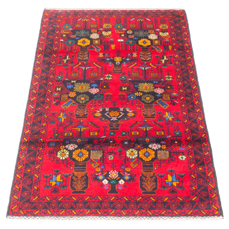 Tapis rouge Teimani 3 pi 6 po x 6 pi 6 po