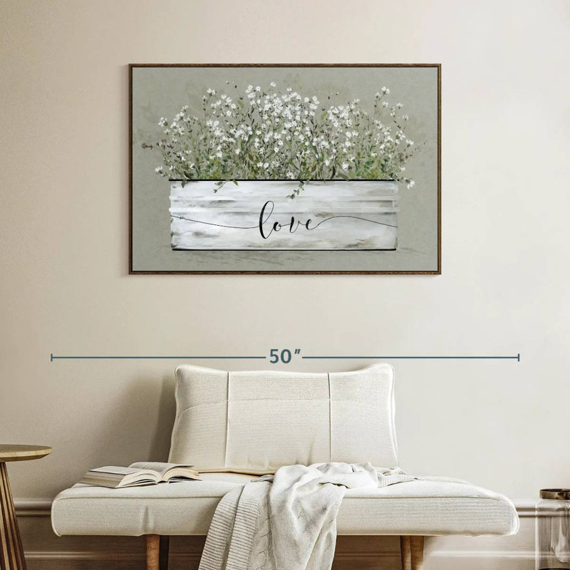Bouquet de Grace Bucket Love, Cadre flottant noyer, 40 po x 27 po