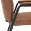 Chaises de salle à manger en tissu de lin de 24,2 po de largeur avec accoudoirs, chaises de cuisine rembourrées à dossier incurvé moderne, chaises d'appoint rembourrées robustes en métal noir pour bistro, salle à manger et cuisine (ensemble de 6)-1113608554