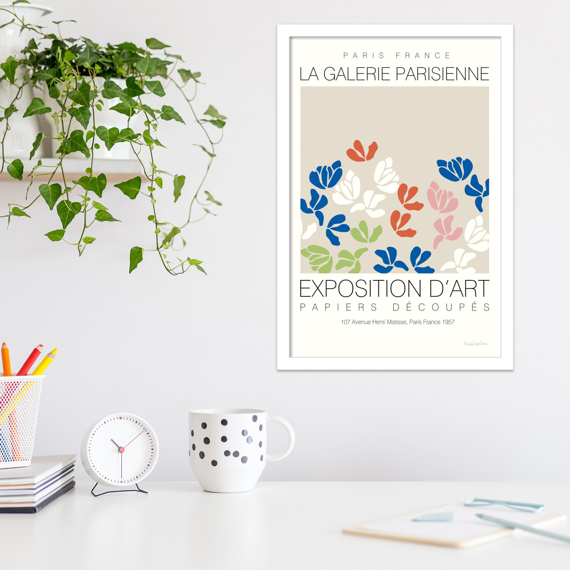Fleurs De Matisse by Mercedes Lopez Charro, White, 12" W x 17" H