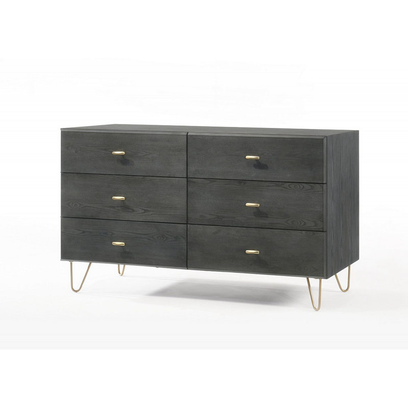 Commode 6 tiroirs Dorothy, gris