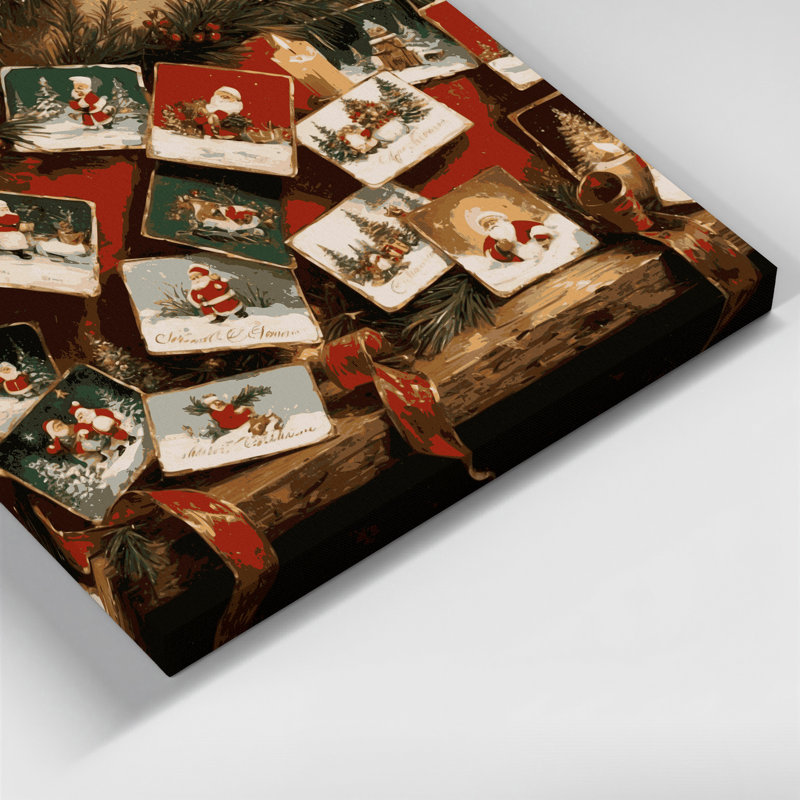 «Christmas», carte de Noël sur toile brune, art mural