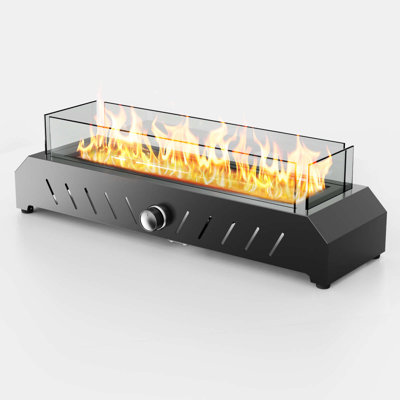 28-inch Tabletop Fire Pit Propane, 40,000 BTU Tabletop Fireplaces for Patio with Glass Wind Guard