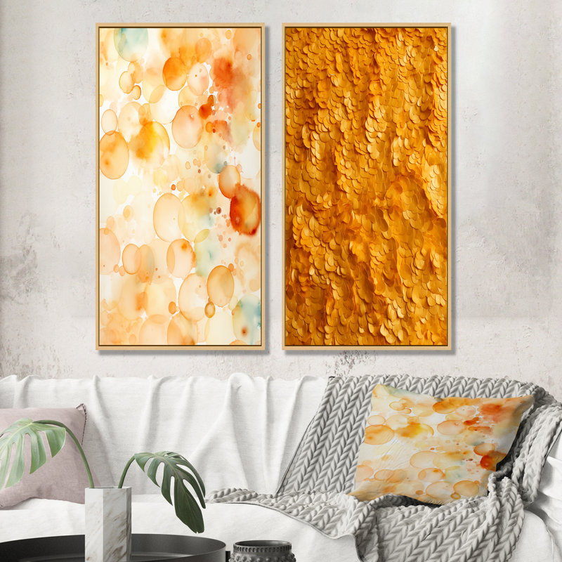 Sunset Reverie Abstract Collages II - ensemble de 2 décorations murales, Encadrement brun, H 40 po x l 41 po