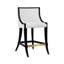 Klismos Leg Counter Stool With Performance White Linen Upholstery In Cerused Oak Lacquer-37240545