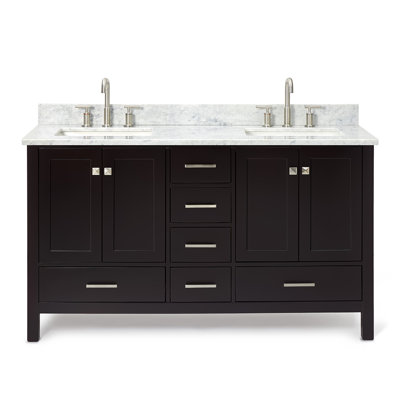 Flynt 61'' Double Bathroom Vanity with Carrara Marble Top