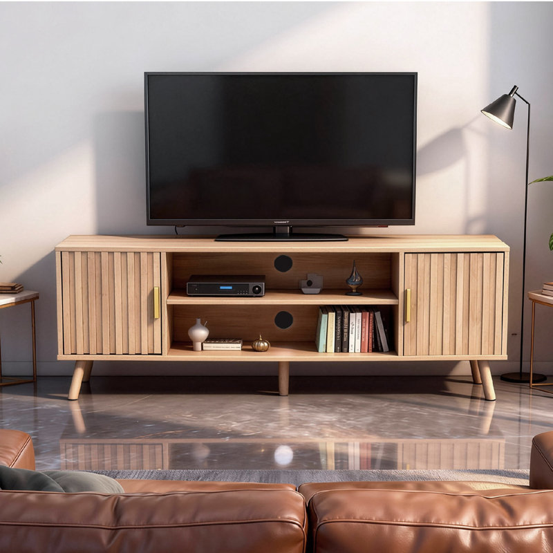59'‘ TV Stand In Oak Fits Up To 55-75 ’'TV  With 2-Grill Door