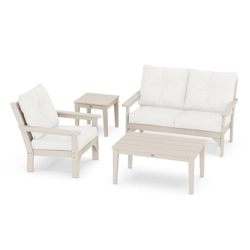 Vineyard 4-Piece Deep Seating Set, Natural Linen, Sand