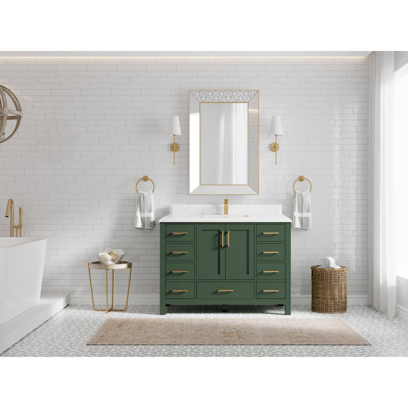 Ensemble de meuble-lavabo simple 48 po Malibu, Empira blanc quartz