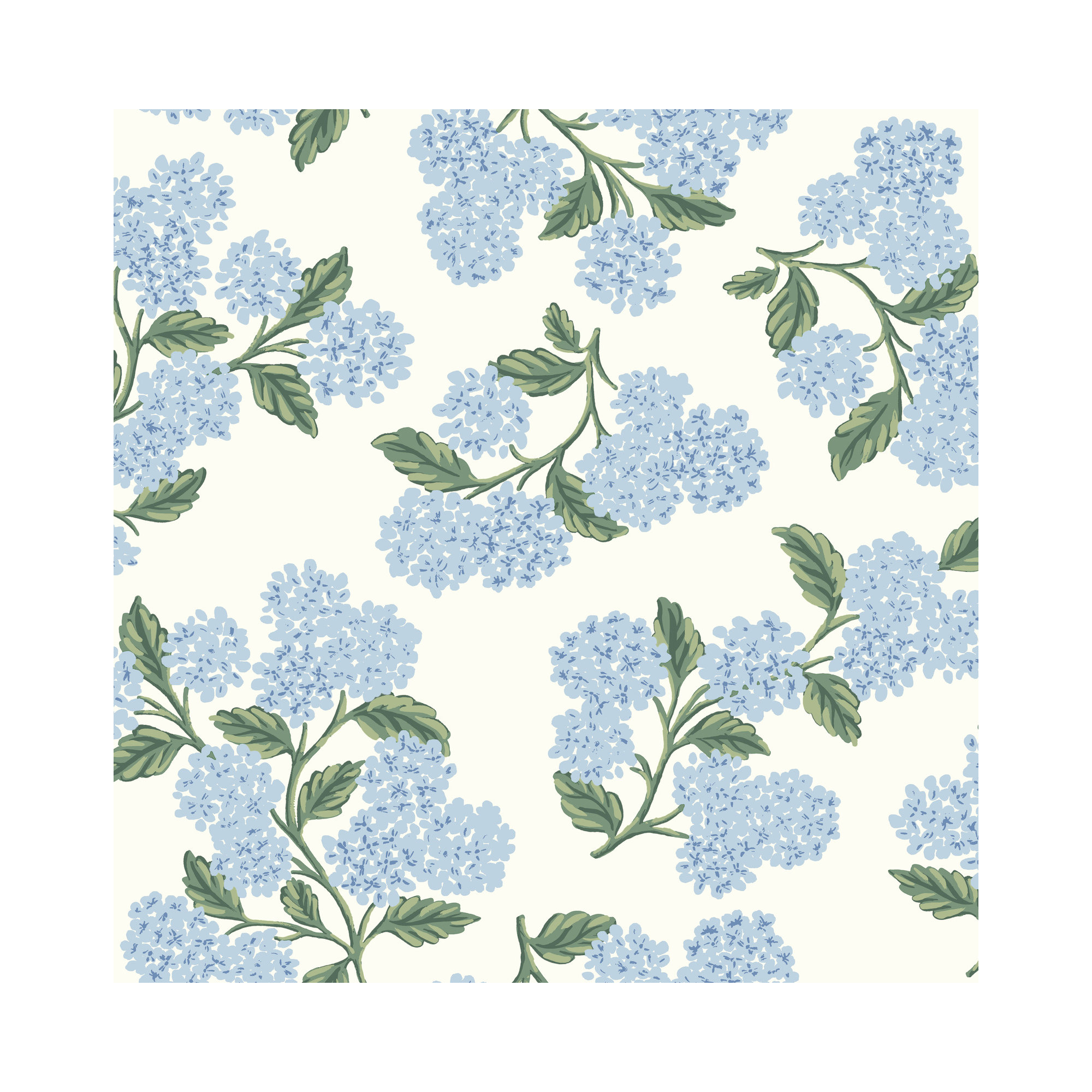 Hydrangea White Peel and Stick Wallpaper, Blue
