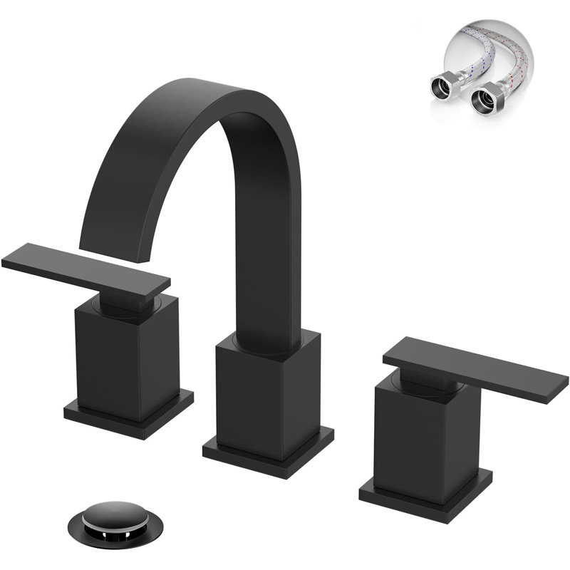 Robinet de salle de bain noir mat 8 pouces