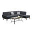 Ensemble de canapés d'angle 2 pièces 193 cm (76 pouces) en tissu polyfibre avec méridienne à droite, couleur cendré et noir capitonné avec garniture cloutée