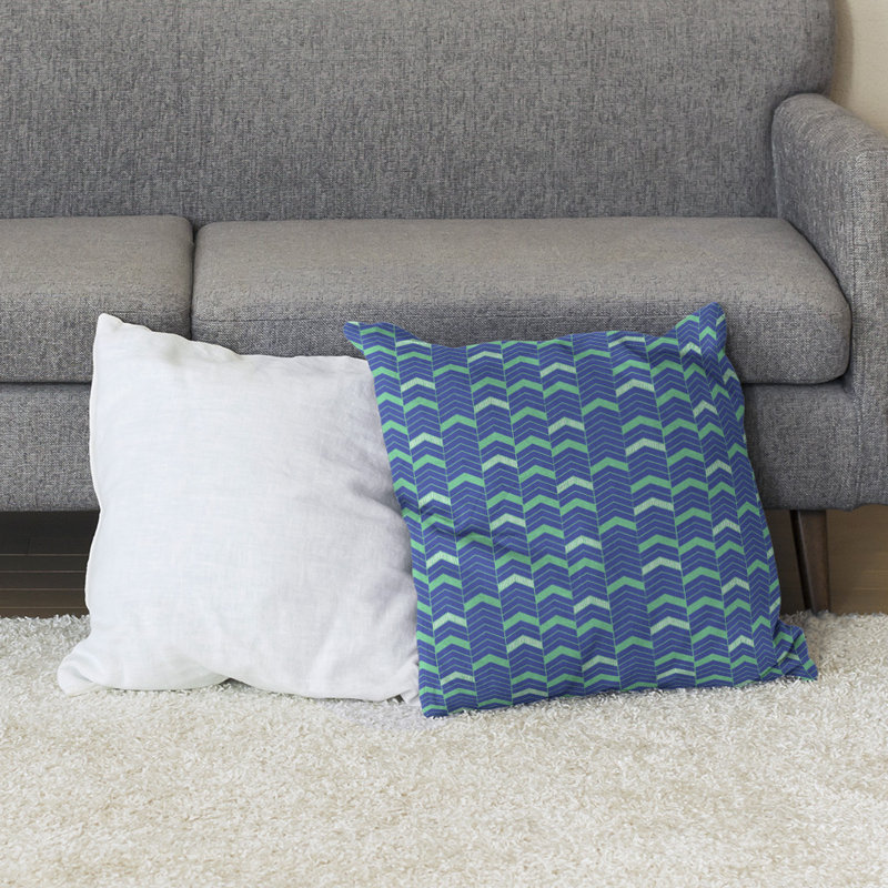Coussin Rhonda, 36 po x 36 po, Bleu / vert, Bourre en polyester