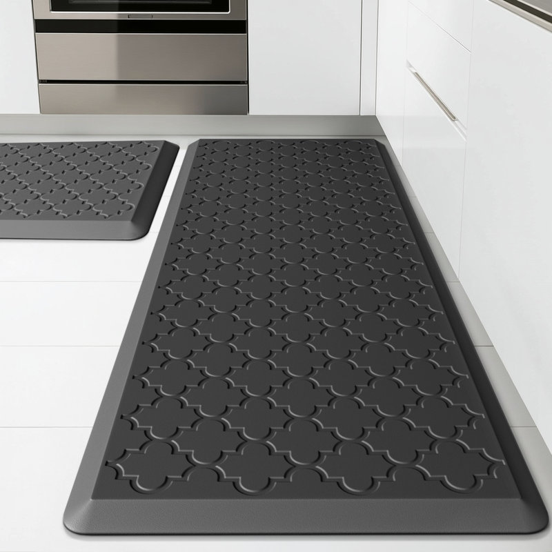 Anti-fatigue Mat Non-Slip Kitchen Mat, Black, Runner 17.3" x 30" + 17.3" x 47"