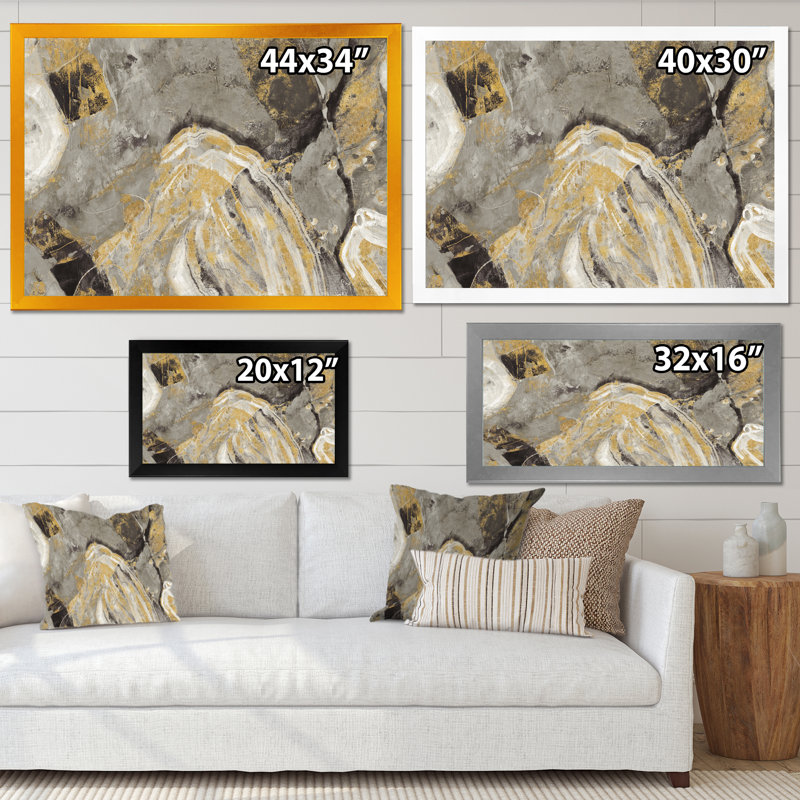 «Painted Gold Stone», reproduction sur toile encadrée, Cadre noir, H 20 po x l 20 po x P 1 po