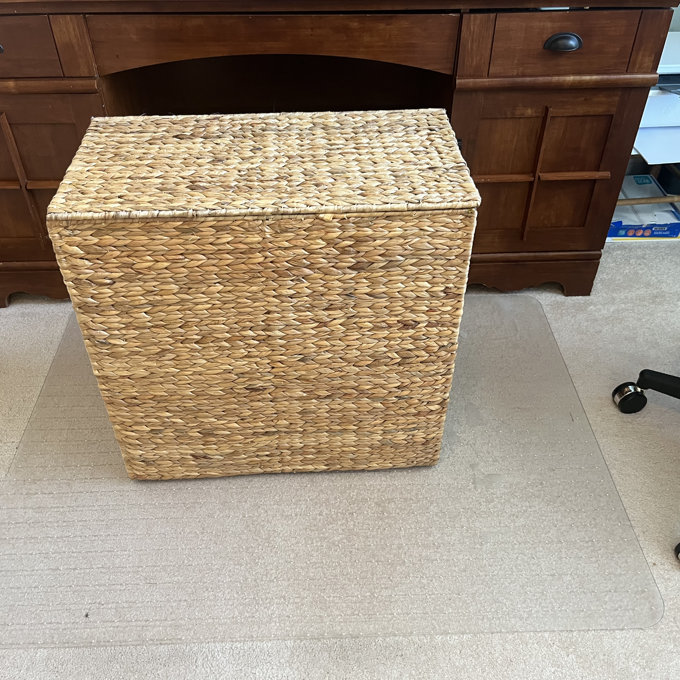 Large Water Hyacinth Double Laundry Hamper Basket w/ 2 Liner Bags, Handles - Espresso