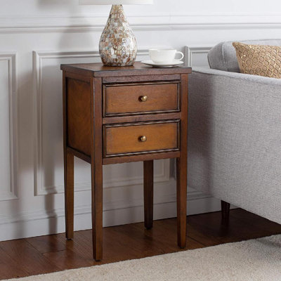 Fedir Traditional Shaker End Table - Rustic Chic Poplar Wood with Dual Storage Drawers