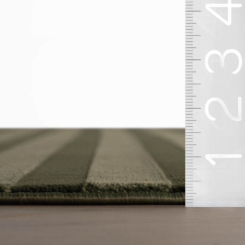  Valoria Striped Washable Area Rug, Rectangle 3'6" x 5', Green