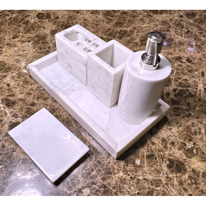 Marble Bathroom Accessory Set